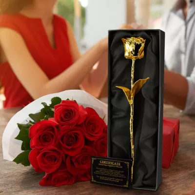 Rose aus Gold - echte Rose aus 24 Karat Gold