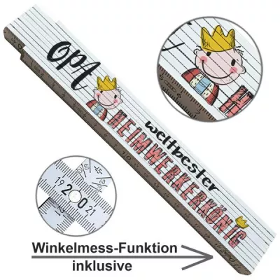 Bedruckter Zollstock mit Spruch Geschenk Opa Heimwerkerkönig - Personalisierte Geschenke von My Sweetheart®