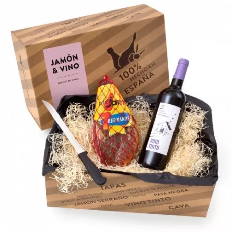 JAMON & VINO - Delikatessen-Präsent mit Rotwein & Serrano-Schinken | Jamon.de - Spanien Shop