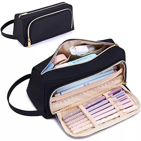 KALIDI Pencil Case, Large Capacity 2 Compartments Pencil Cases Unisex Pencil Case Pencil Bag School Supplies Pencil Case with Carry Handle for School Office Girls Ladies Student, black, : Amazon.de: Stationery & Office Supplies